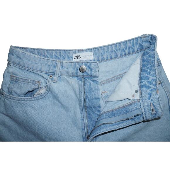 Zara Women’s High Rise Denim Shorts Size 6 (EUR 38 / MEX 28) Wash 100% Cotton - Picture 5 of 7